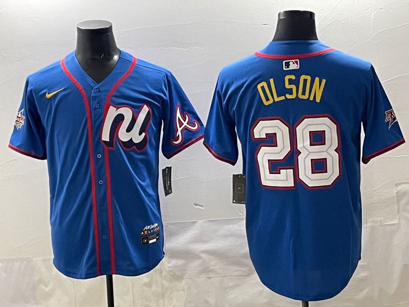 Men 2025 Atlanta Braves 28 Olson Blue All star Nike MLB Jersey style 04